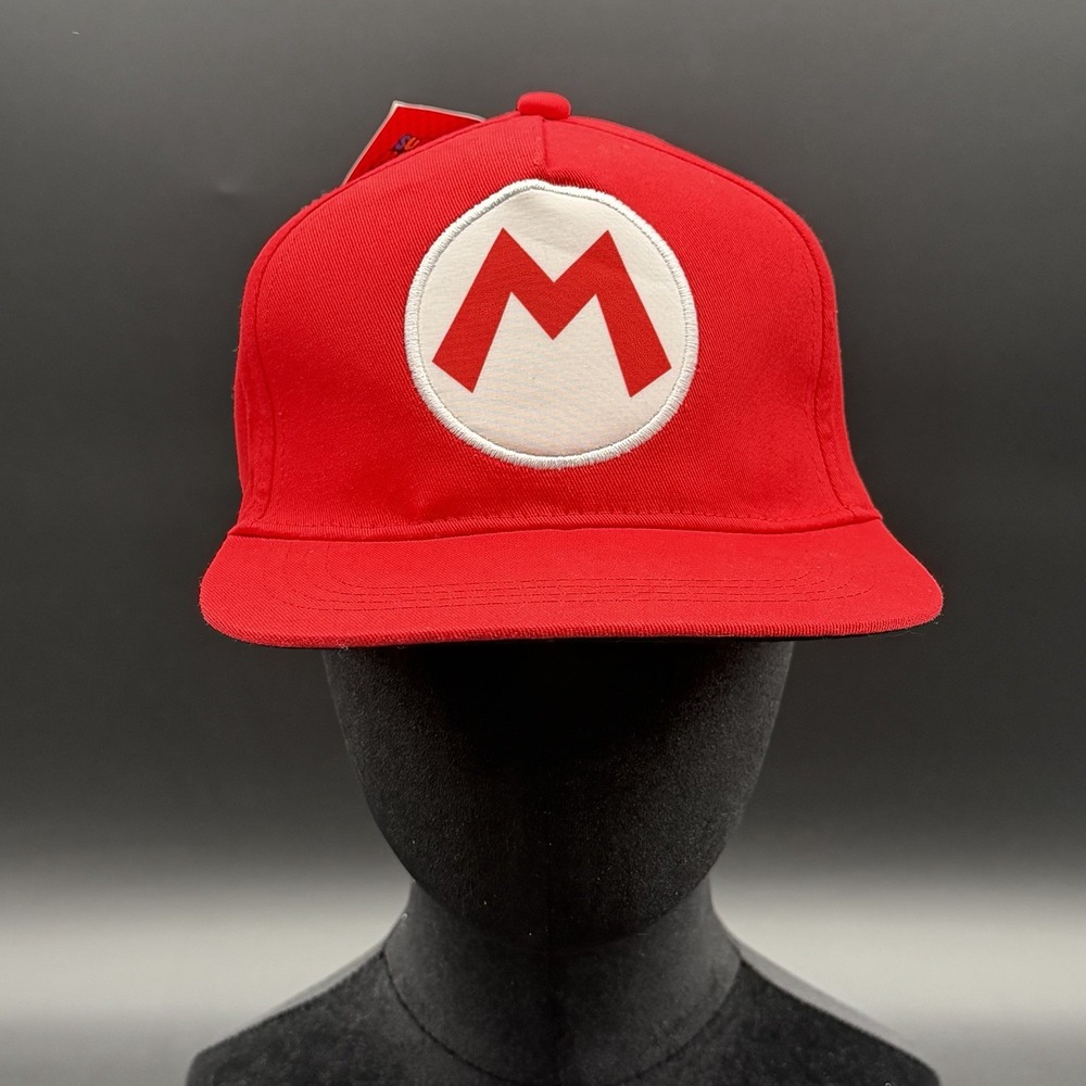 Official Nintendo Super Mario Bros Red Hat Adult Snapback Cap M Logo Baseball